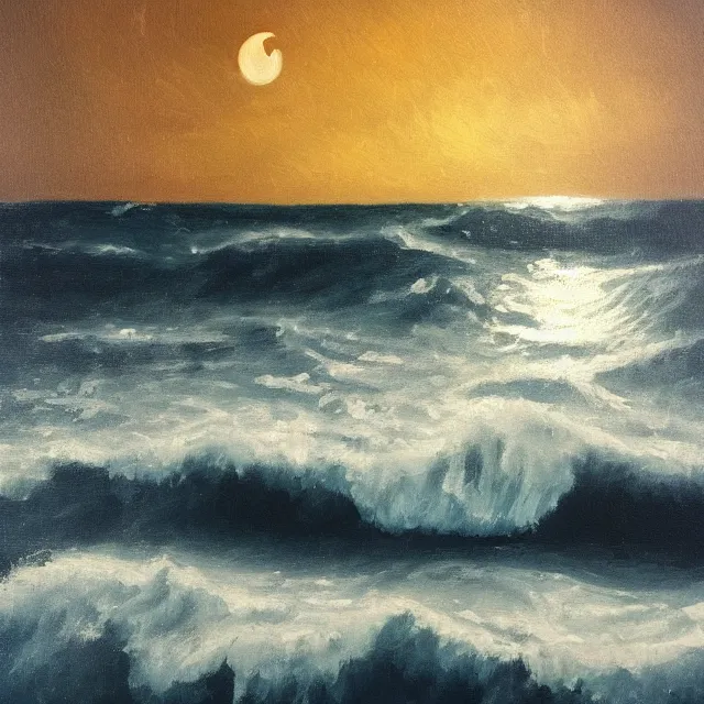 Image similar to waves in moonlight, oil painting