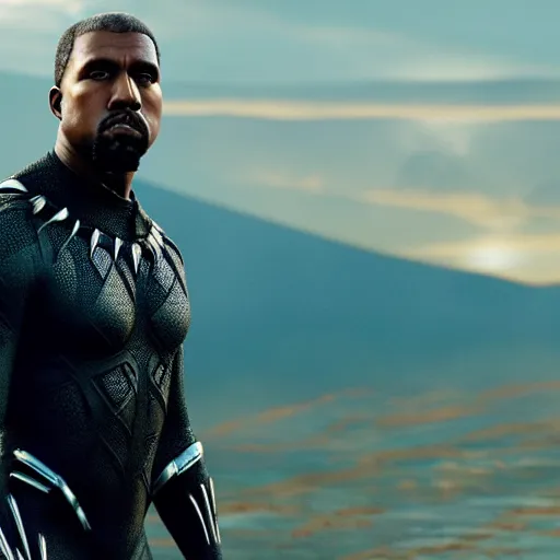 Image similar to A photo of Kanye West in Black Panther (2018), 8K concept art, detailed