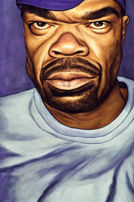 Image similar to method man, portrait by wayne barlow