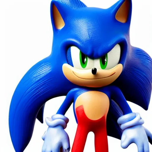 Image similar to Extremely detailed plastic figurine of movie Sonic, studio lightning, product photo, professional photography.