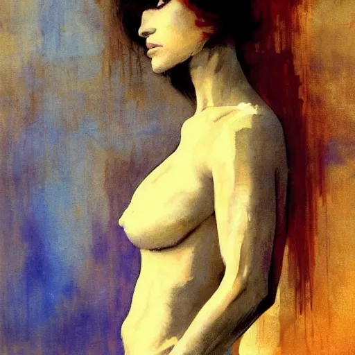 Image similar to portrait of a beautiful woman by jeffrey catherine jones