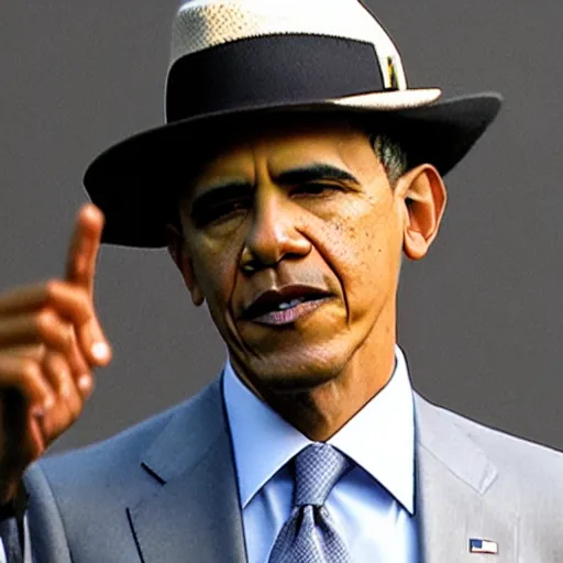 Prompt: obama wearing fedora