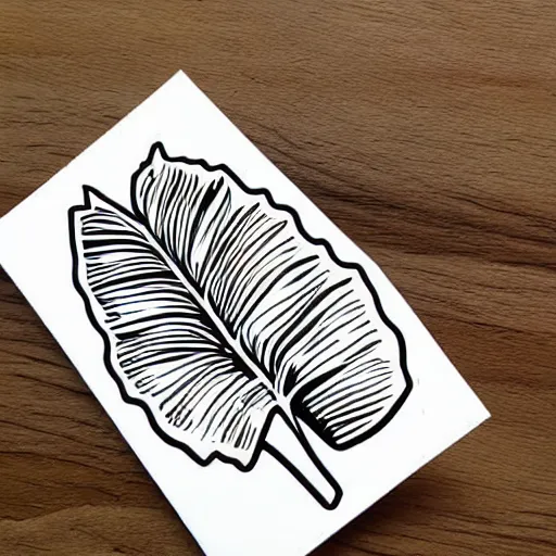 Prompt: amazing svg sticker art of a banana leaf, View, svg illustration, black and white, Sticker Art