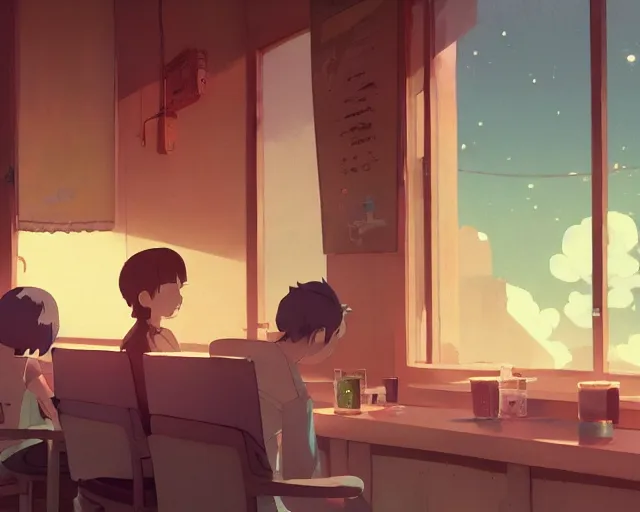 Image similar to seen through a window, tokyo bar, detailed, cory loftis, james gilleard, atey ghailan, makoto shinkai, goro fujita, studio ghibli, rim light, exquisite lighting, clear focus, very coherent, plain background, soft painting