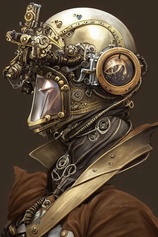 Image similar to steampunk helmet fantasy art mask robot ninja stylized digital illustration sharp focus, elegant intricate digital painting artstation concept art global illumination ray tracing advanced technology chaykin howard and campionpascale and cooke darwyn and davis jack