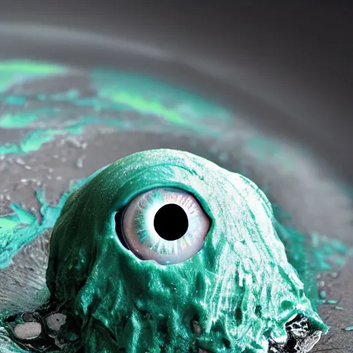 Prompt: an eyeball melting into a pile of goo