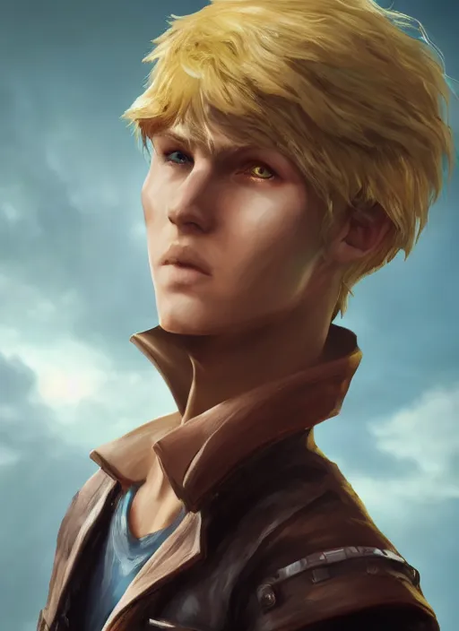 Prompt: An epic fantasy comic book style portrait painting of a young blonde boy thief, unreal 5, DAZ, hyperrealistic, octane render, cosplay, RPG portrait, dynamic lighting -20