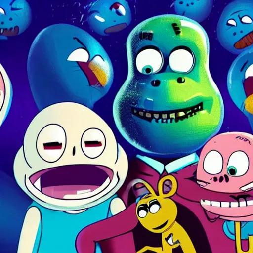 Image similar to Amazing world of gumball but horror,