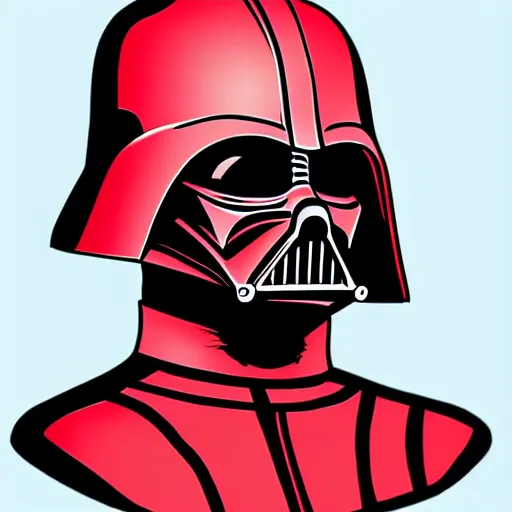 Image similar to darth vader, profile pic, red background, accurate anatomy, highly detailed, digital art, epic,