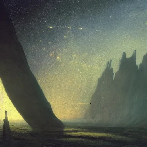 Image similar to a dream of a distant galaxy, by caspar david friedrich, matte painting trending on artstation hq