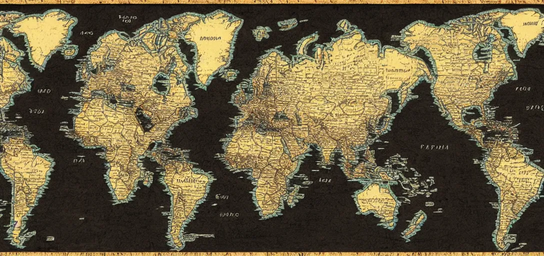 Prompt: accurate world map in the style of a pirate's map