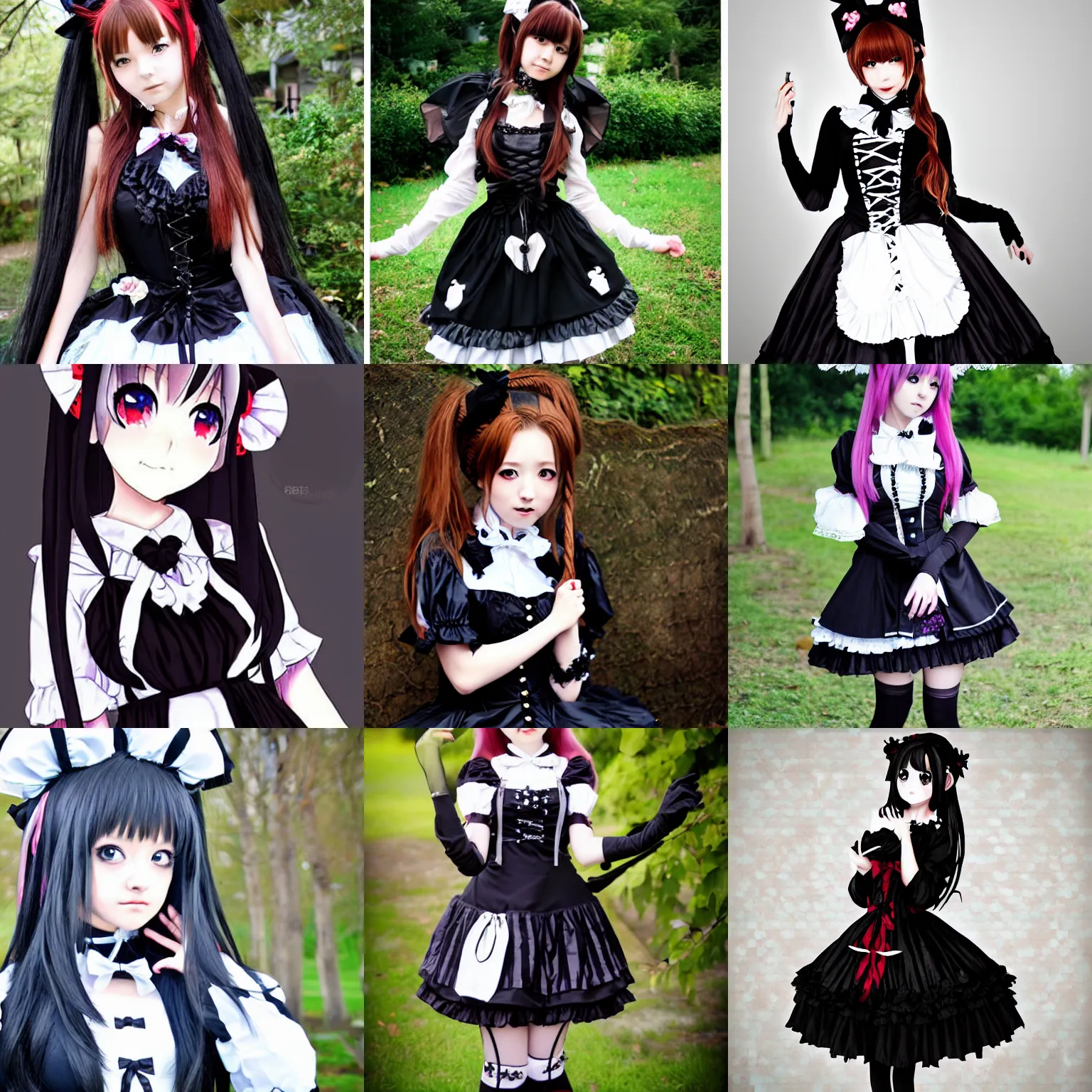 Prompt: anime girl wearing gothic lolita dress