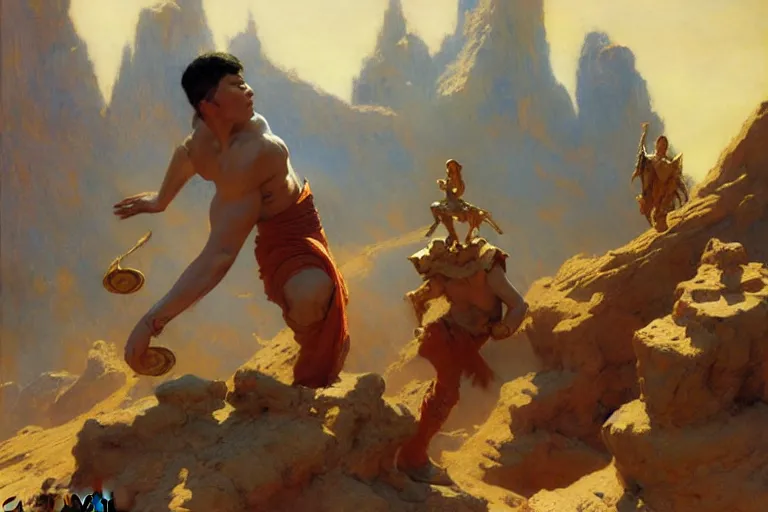 Image similar to earth bender, painting by gaston bussiere, craig mullins, j. c. leyendecker