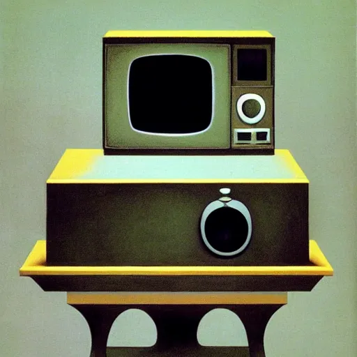 Prompt: Sad TV by René Magritte