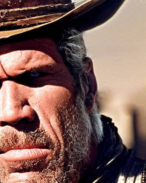 Image similar to film still close up shot of ron perlman in the movie a fistful of dollars. photographic, photography