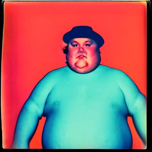 Image similar to color polaroid portrait of a fat man by andy warhol.