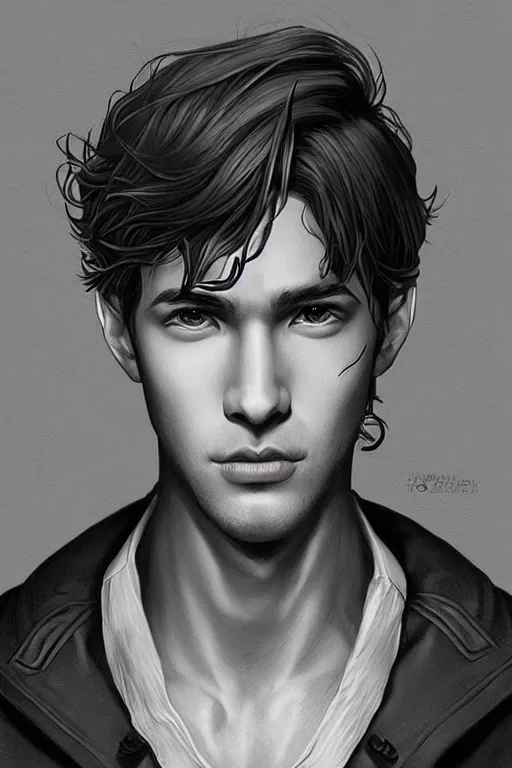 Prompt: a highly detailed portrait of a handsome man in the style of artgerm.