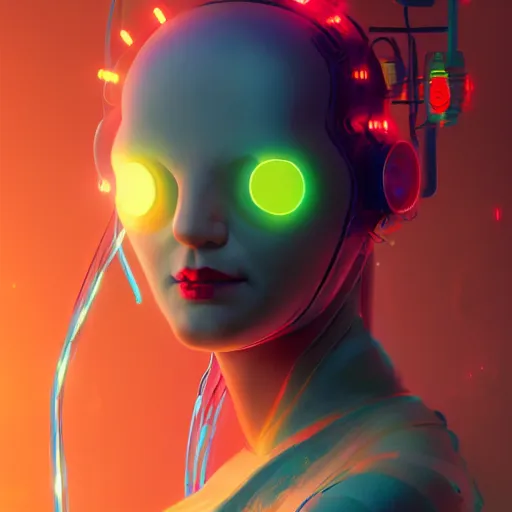 Image similar to colorful and festive mechanical miki removing her human mask revealing wires futuristic, y 2 k aesthetic, dramatic lighting, illustration by greg rutkowski, 4 k, digital art, concept art, ue render, trending on artstation