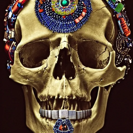 Prompt: a skull made of jewels, national geographic photograph, award-winning