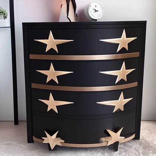 Prompt: star curvy chest of drawers