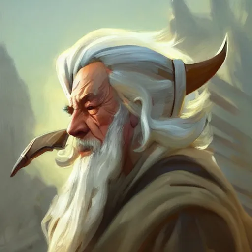 Image similar to greg manchess portrait painting of gandalf as overwatch character, medium shot, asymmetrical, profile picture, organic painting, sunny day, matte painting, bold shapes, hard edges, street art, trending on artstation, by huang guangjian and gil elvgren and sachin teng