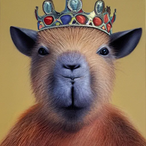 Image similar to oil painting of a capybara dressed as a king, detailed, portrait