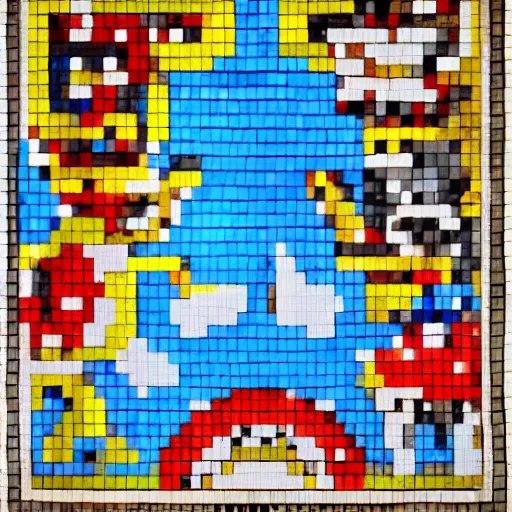 Image similar to a roman mosaic of super mario bros 2