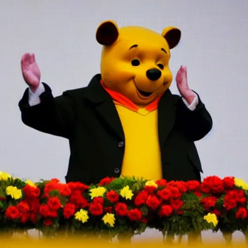 Image similar to Xi Jinping cosplaying as Winnie the Pooh