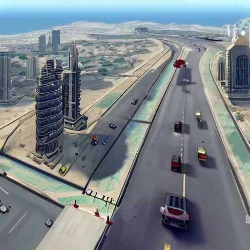 Image similar to gta : dubai. alternative reality