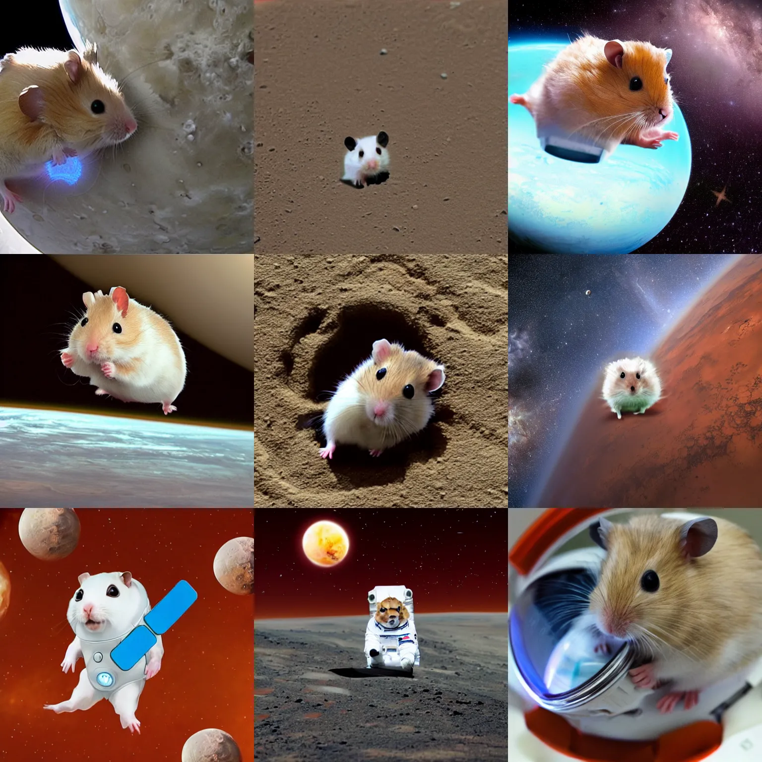 Prompt: hamster astronaut, photo, mars