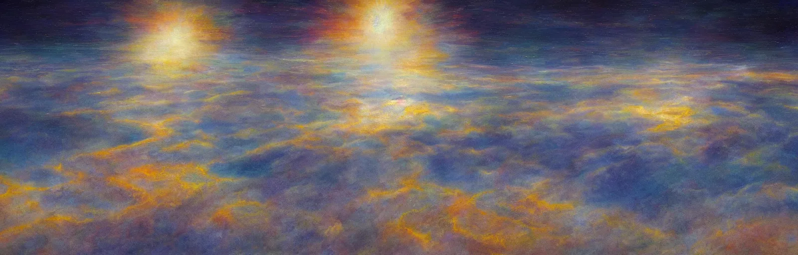 Prompt: the wide expanse of heaven, by greg lundowski