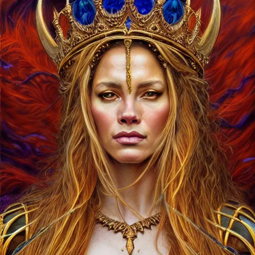 Image similar to highly detailed portrait of a majestic lioness queen in the form of a beautiful woman. d & d, art by donato giancola. trending on artstation, intricate details, energetic composition, golden ratio, concept art, illustration, elegant art, global illuminaition
