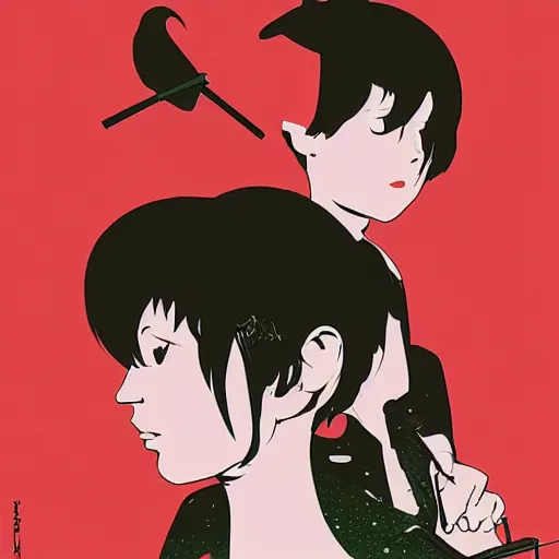 Prompt: bird bird joins an indie band by ilya kuvshinov katsuhiro otomo