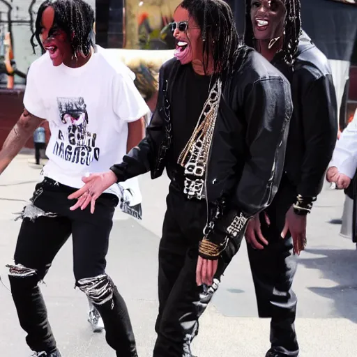 Image similar to Michael Jackson laughs at angry Travis scott