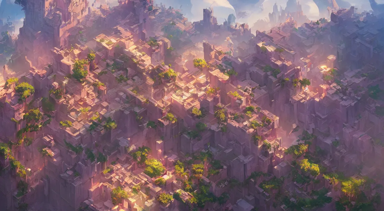 Image similar to flag colored wall fortress greeble illusion landscape wonderworld paradize, behance hd by jesper ejsing, by rhads, makoto shinkai and lois van baarle, ilya kuvshinov, rossdraws global illumination