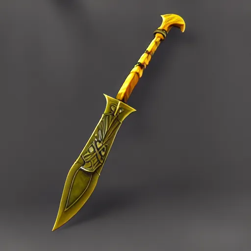 Image similar to Polearm, glaive, 3D render, fantasy weapon