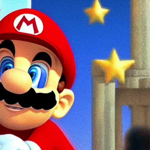 Prompt: super mario getting a star