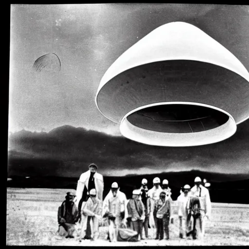 Prompt: A group of Scientists Deconstructing a UFO, 8k, Exquisite Detail, HD, Award Winning Photography, Grain