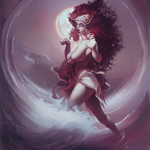 Image similar to a painting in the style of ayami kojima and in the style of peter mohrbacher.