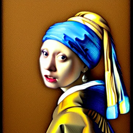 Image similar to A stupid husky with a pearl earring by Johannes Vermeer