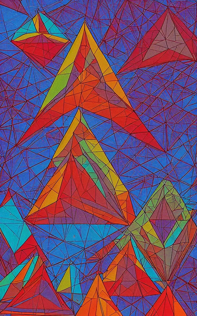 Prompt: triangles. retro art by jean giraud. fractal