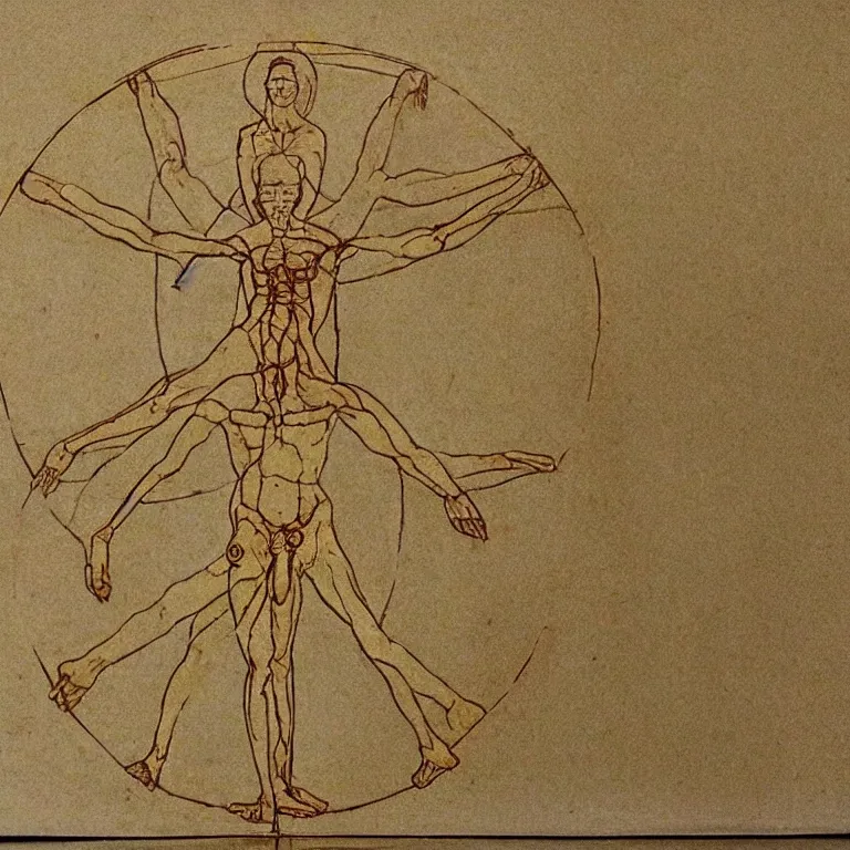 Image similar to Vitruvian Man in real life doing cartwheels, 8k resolution, ultrarealistic