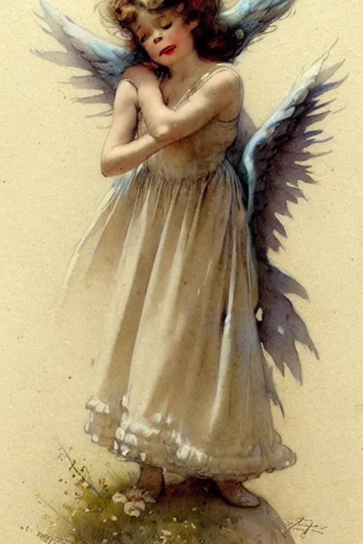 Prompt: (((((1950s angel . muted colors.))))) by Jean-Baptiste Monge !!!!!!!!!!!!!!!!!!!!!!!!!!!