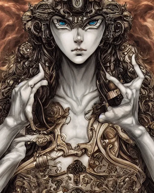 Image similar to the gods of olympus, baroque style, elegant, beautiful, mesmerizing, concept art, highly detailed, artstation, behance, deviantart, inspired by innocent manga, inspired by castlevania concept art, trending, ayami kojima, shinichi sakamoto