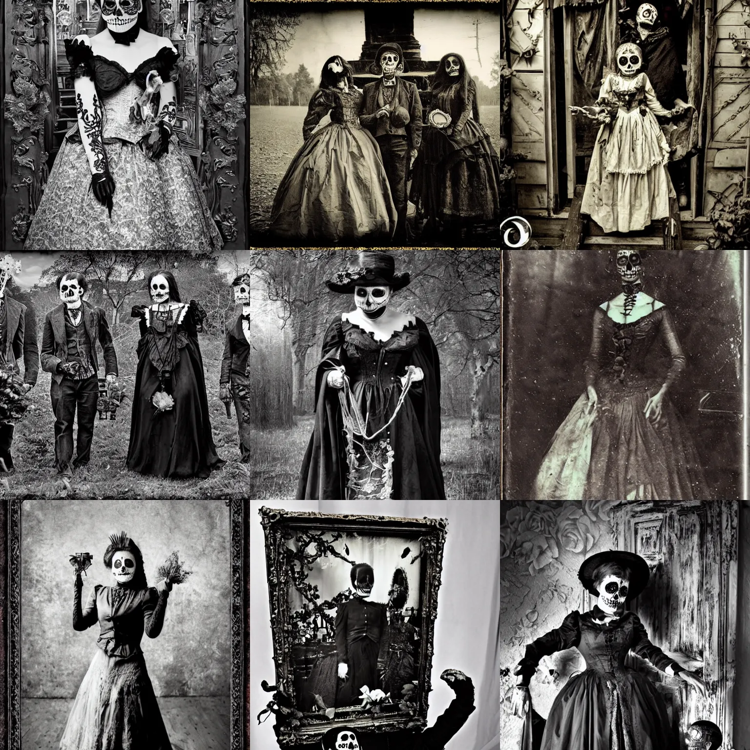 Prompt: photo of Victorian day of the dead, grimdark horror style, creepy, horror, award-winning photo