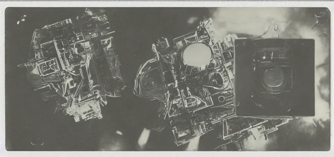 Prompt: aliens, 1910 top-down polaroid photography