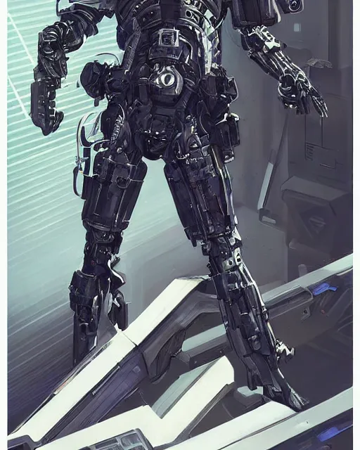 Prompt: a portrait of a cybernetic police unit wielding a pulse rifle, scifi, smooth, intricate sci fi panels made of metal, elegant, highly detailed panel cuts, greeble detail, caustics and refraction, neon glowing eyes, digital painting, artstation, concept art, high tech fantasy, sharp focus, illustration, art by marco plouffe arstation and Riot Studios and Blizzard Studios