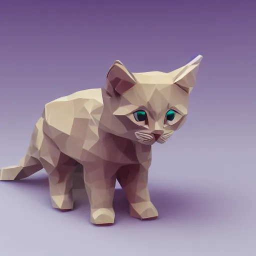 Prompt: a low polygon render of a kitten