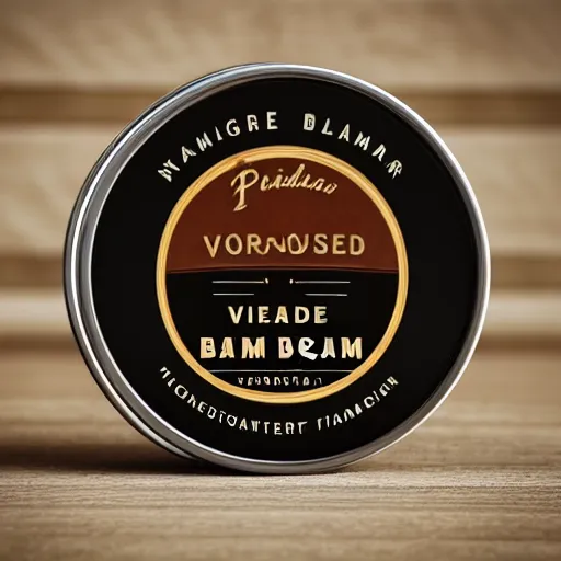 Prompt: 3 d render of vintage looking beard balm tin