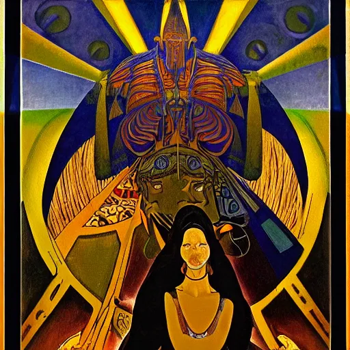 Image similar to the shaman of the subway, an art deco painting by leo and diane dillon and annie swynnerton and diego rivera and nicholas roerich, dramatic lighting, god rays, smooth, sharp focus, highly detailed